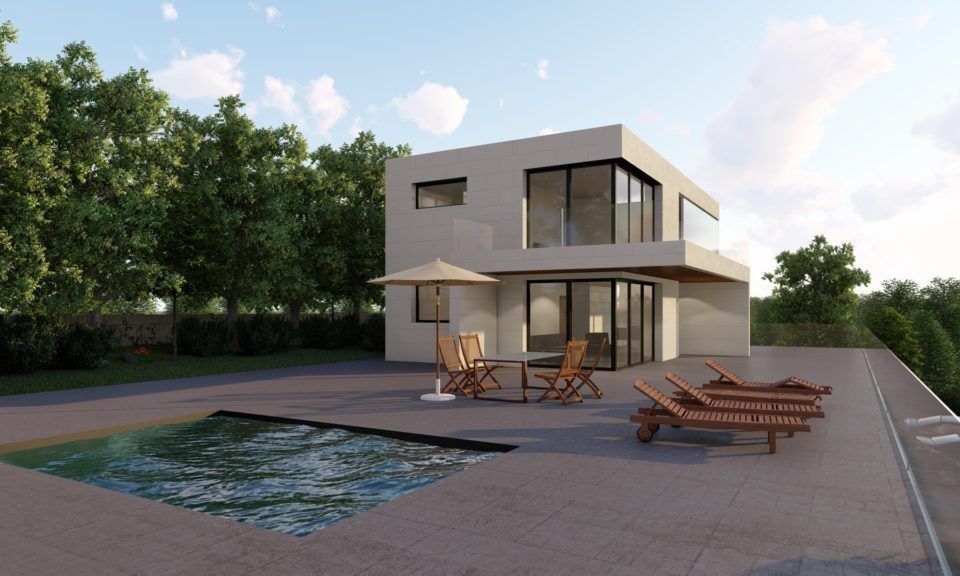 diseño passive house con piscina